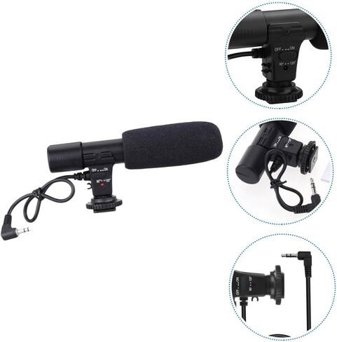 ميكروفون مقابلة احترافي قطعة واحدة من jojofuny لكاميرا DSLR وكاميرا الفيديو كابل ميكروفون تسجيل خارجي خفيف الوزن لمدونات الفيديو وصناعة الأفلام in Saudi Arabia