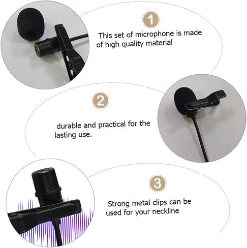 FAVOMOTO Collar Clip Microphone Kit Extension Cord Noise Reduction Multifunctional for Camera Smartphone Lapel Mic Mic in Saudi Arabia