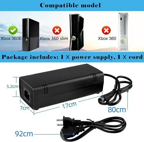 OSTENT UK AC Adapter Charger Power Supply Cable Cord for Microsoft Xbox 360 E Console in Kuwait