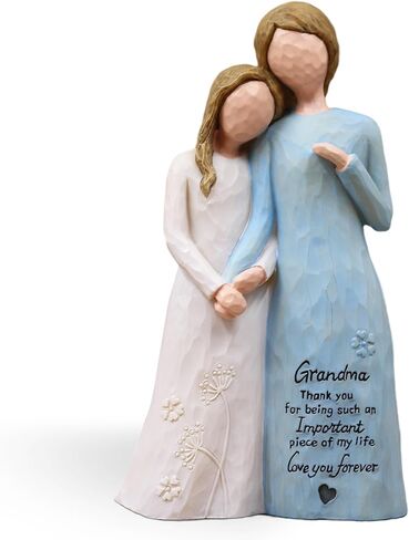 Grandma Birthday Gifts from Granddaughter, Great Grandma Gifts for Birthday Christmas Mothers Day, Grandmother Granddaughter Embrace Hand-Painted Resin Figurine in Kuwait