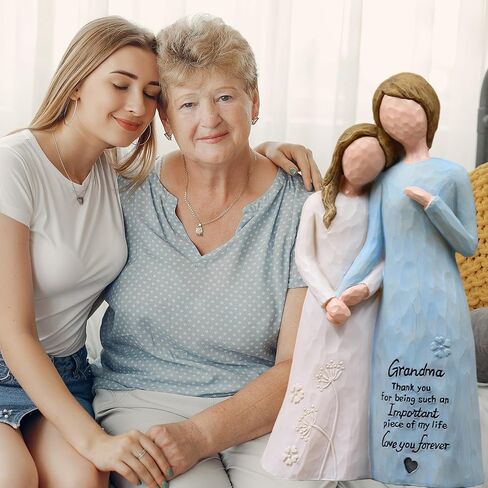 Grandma Birthday Gifts from Granddaughter, Great Grandma Gifts for Birthday Christmas Mothers Day, Grandmother Granddaughter Embrace Hand-Painted Resin Figurine in Kuwait