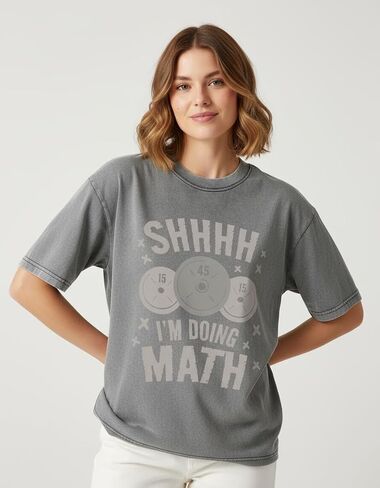Shhhh I'm Doing Math Vintage Gym Shirt - Funny Nerdy Workout T-Shirt for Women, Fitness Apparel, Soft Cotton Tee for Gym in Saudi Arabia