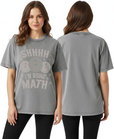 Shhhh I'm Doing Math Vintage Gym Shirt - Funny Nerdy Workout T-Shirt for Women, Fitness Apparel, Soft Cotton Tee for Gym in Saudi Arabia