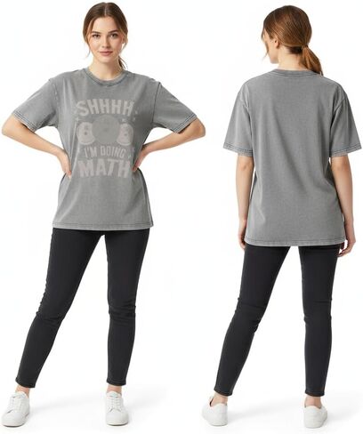 Shhhh I'm Doing Math Vintage Gym Shirt - Funny Nerdy Workout T-Shirt for Women, Fitness Apparel, Soft Cotton Tee for Gym in Saudi Arabia