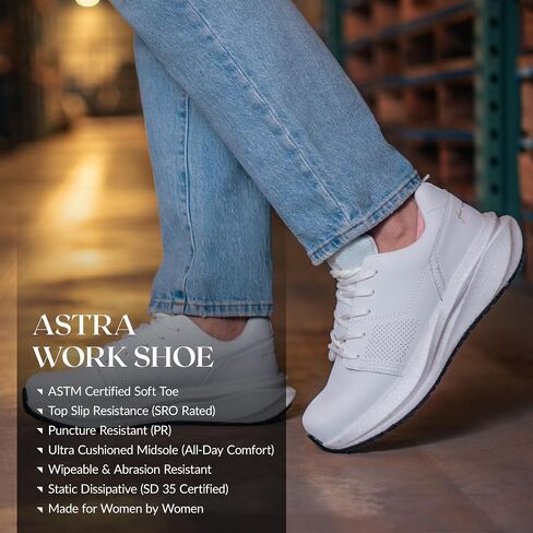 حذاء عمل رياضي Xena Workwear Astra ذو مقدمة ناعمة للنساء، مقاوم للانزلاق والثقب، معتمد من ASTM F2892، جلد مثقوب in Saudi Arabia