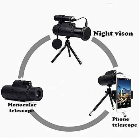4K 10 300X40MM Zoom Monocular Telescope، تلسكوب مقاوم للماء مع حامل ثلاثي محول للهواتف الذكية ومشاهدة الطيور/الصيد/التخييم - in Saudi Arabia