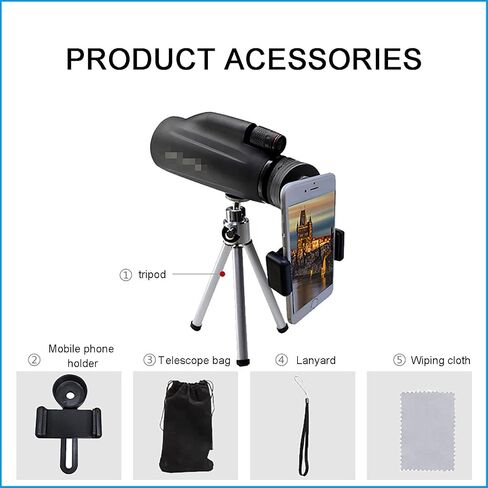 Monocular Telescope 12×50 HD High Power Low Light Waterproof Monocular for Mobile Phone Bird Watching Hiking Camping Sightseeing - in Saudi Arabia