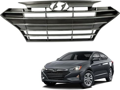 PIT66 Front Upper Bumper Grille Grill, Compatible with 2017-2018 Elantra Chrome & Black Grill Trim 86350-F3100, 86350-F3000, 86350-F2100, 86350-F2000 in Saudi Arabia