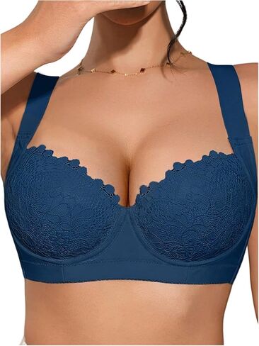 OYOANGLE Women's Push Up Lace Bras Underwire Adjustable with Wide Strap Lingerie Shaping Support Sexy Bras in Saudi Arabia
