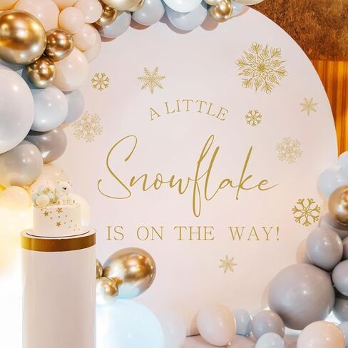 A Little Snowflake is On The Way Decal - Snowflake Balloon Arch Welcome Sign Sticker, Winter Wonderland Themed Baby Shower Deco, Winter Baby Shower Decal (A Little Snowflake is On The Way Decal) in Kuwait