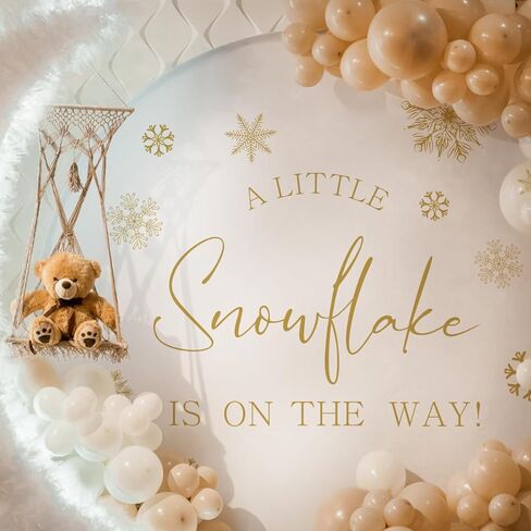 A Little Snowflake is On The Way Decal - Snowflake Balloon Arch Welcome Sign Sticker, Winter Wonderland Themed Baby Shower Deco, Winter Baby Shower Decal (A Little Snowflake is On The Way Decal) in Kuwait