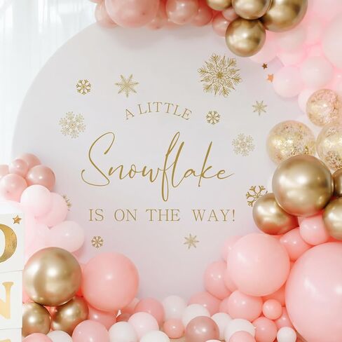 A Little Snowflake is On The Way Decal - Snowflake Balloon Arch Welcome Sign Sticker, Winter Wonderland Themed Baby Shower Deco, Winter Baby Shower Decal (A Little Snowflake is On The Way Decal) in Kuwait