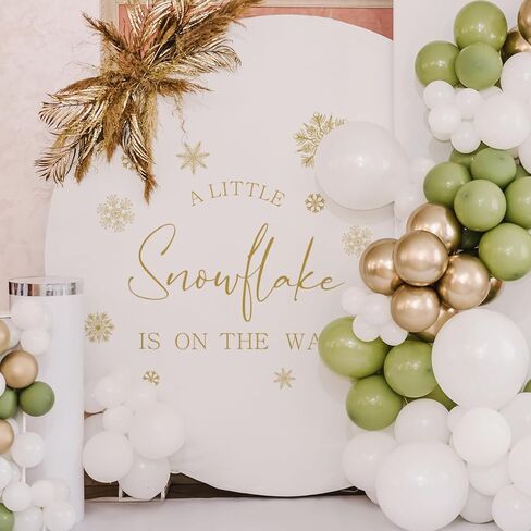 A Little Snowflake is On The Way Decal - Snowflake Balloon Arch Welcome Sign Sticker, Winter Wonderland Themed Baby Shower Deco, Winter Baby Shower Decal (A Little Snowflake is On The Way Decal) in Kuwait