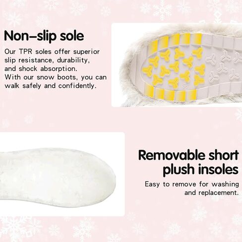 JSWEI Women Winter Snow Boots Soft Comfortable Faux Fur Mid Calf Wide Width Waterproof Warm Lace-Up Snow Boots for Women's Insulated Woman Lightweight Non-Slip Outdoor in Kuwait