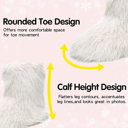 JSWEI Women Winter Snow Boots Soft Comfortable Faux Fur Mid Calf Wide Width Waterproof Warm Lace-Up Snow Boots for Women's Insulated Woman Lightweight Non-Slip Outdoor in Kuwait