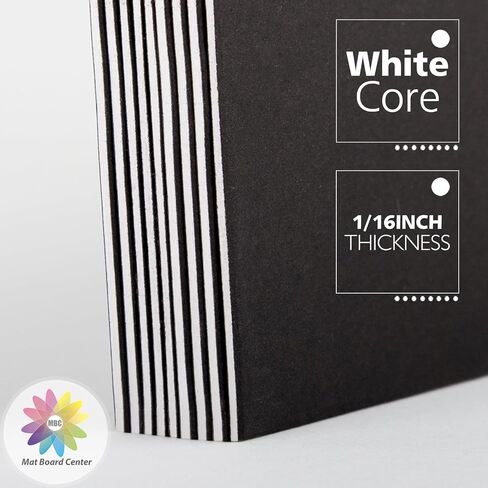 Mat Board Center, Pack of 25 8.5x11 Uncut Mat Boards - Black Color - White Core - for Frames, Pictures, Photos, Crafts in Kuwait