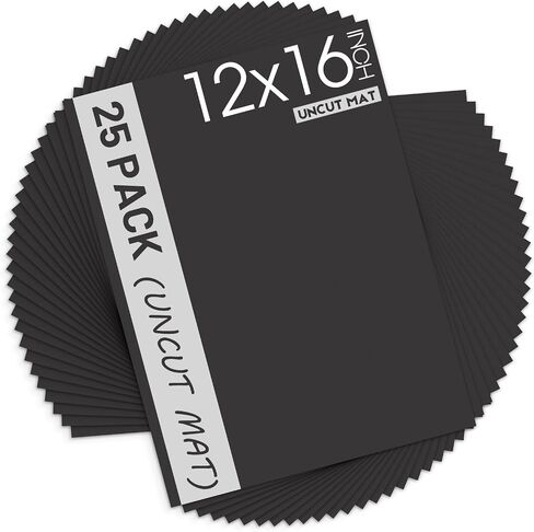 Mat Board Center, Pack of 25 8.5x11 Uncut Mat Boards - Black Color - White Core - for Frames, Pictures, Photos, Crafts in Kuwait