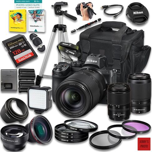 Nikon Z5 Mirrorless Camera with Z DX 18-140mm f/3.5-6.3 VR and 50-250mm f/4.5-6.3 VR Lens + 128 GB Memory + Extra Battery + Camera Case + Tripod + More (33pc Bundle) (Renewed) in Saudi Arabia