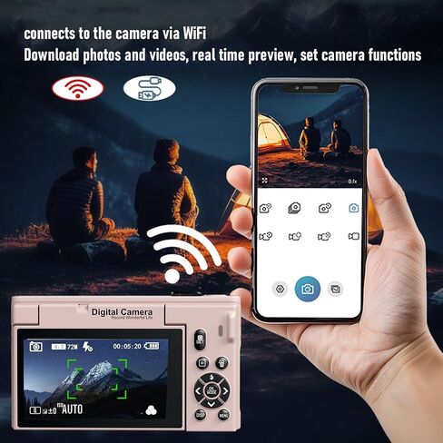 كاميرا رقمية PUSOKEI 4K للتصوير الفوتوغرافي، كاميرا تسجيل فيديو واي فاي بدقة 75 ميجابكسل مع شاشة قلاب 3.0 بوصة 180 درجة، تكبير 18X، تركيز تلقائي، مضاد للاهتزاز، مرشحات متعددة، كاميرات بدون مرايا للسفر (أسود) in Saudi Arabia