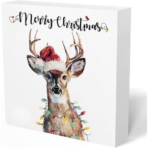 Labrador Christmas Decor, Labrador Gifts, Merry Christmas Sign, Watercolor Labrador Wooden Box Sign for Home Bedroom Living Room Office Decoration, 5x5 Inch in Saudi Arabia