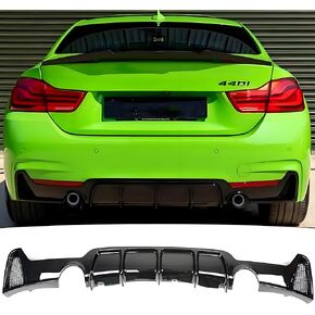 Rear Diffuser Fit for BMW 4 Series 428i/ 430i/ F32/ F33/ F36 2014-2020 (M-Sport Model Only), Single-Sided Exhaust Two Out Rear Bumper Lower Lip Splitter Exterior Accessories Gloss Black in Kuwait
