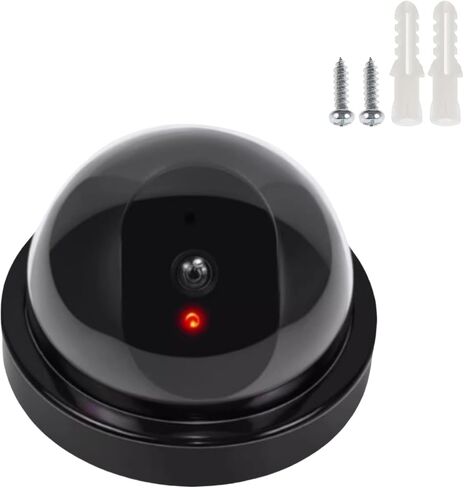 Realistic Fake Security Camera, Dummy Dome with Blinking Red LED - Burglar Prevention Black in Saudi Arabia