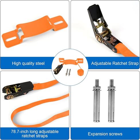 2PCS Propane Tank Holder & Mount， Secure Ratchet Strap Design， Steel Wall-Mounted Bracket for Oxygen, Nitrogen, & Expansion Tanks， for mounting Various Gas cylinders (Black) in Saudi Arabia