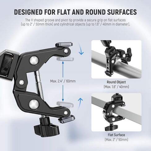 NEEWER Magic Arm Camera Mount, Overhead Desk Phone Mic Stand Holder, 22" Articulating Boom Arm C Clamp 1/4" 3/8" Threads for ARRI for Microphone Webcam Action Camera Video Light, Cleaning Cloth, UA057 in Saudi Arabia
