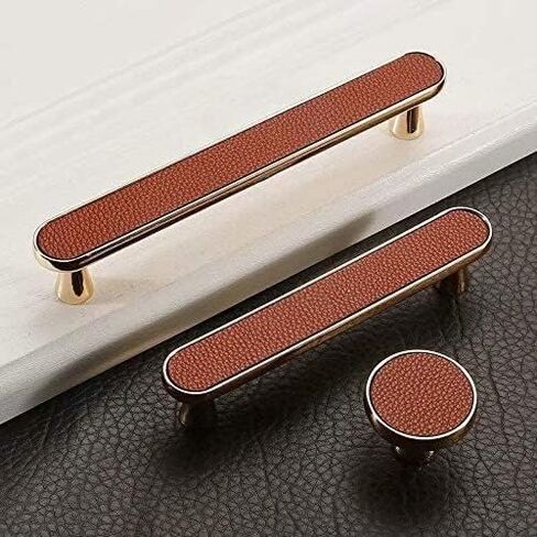 Leather Drawer Pulls,Cabinet Handle, Set of 6 Vintage Pu Leather Round Shape Drawer Pulls,Decorative Antique Cupboard Handles (Co (Color : Single Hole) (Color : Single Hole) in Saudi Arabia