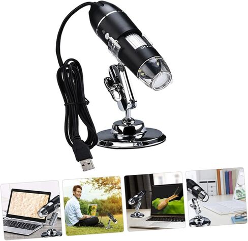 مجهر USB عالي الوضوح للبالغين، حامل قابل للتعديل، أداة تكبير إلكترونية لإصلاح الإلكترونيات، فحص المجوهرات، مختبر الاستخدام، مجهر أسود محمول in Kuwait