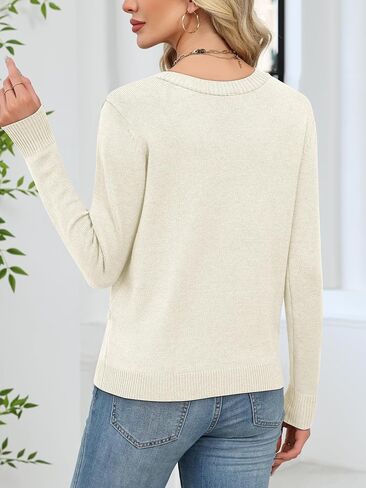 softome Womens Casual Long Sleeve Wrap Fall Sweaters Tops V Neck Solid Color Oversized Pullover Loose Fit Jumper in Saudi Arabia