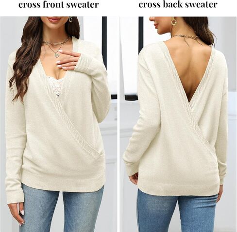 softome Womens Casual Long Sleeve Wrap Fall Sweaters Tops V Neck Solid Color Oversized Pullover Loose Fit Jumper in Saudi Arabia