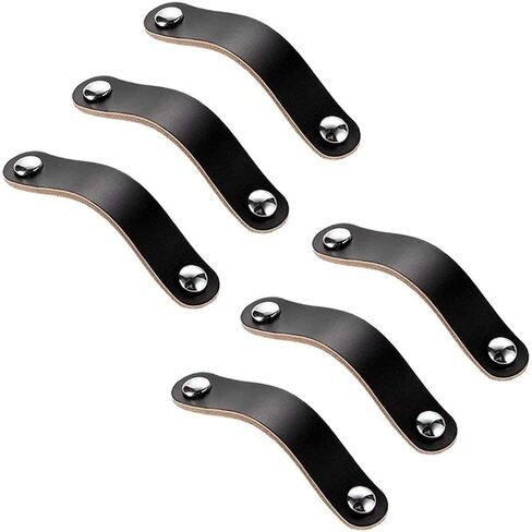 Leather Drawer Pulls,Cabinet Handle, 6pcs Handmade Leather Cabinet Drawer Handle, Dresser Drawer Door HandleKnob with Screw ( Color : Black B ( Color : Black , Size : Hole distance 96mm ) ( Color : Bl in Saudi Arabia