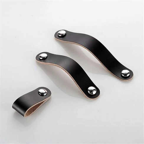 Leather Drawer Pulls,Cabinet Handle, 6pcs Handmade Leather Cabinet Drawer Handle, Dresser Drawer Door HandleKnob with Screw ( Color : Black B ( Color : Black , Size : Hole distance 96mm ) ( Color : Bl in Saudi Arabia