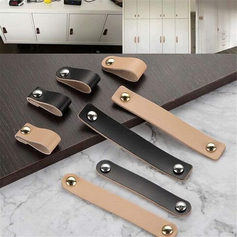 Leather Drawer Pulls,Cabinet Handle, 6pcs Handmade Leather Cabinet Drawer Handle, Dresser Drawer Door HandleKnob with Screw ( Color : Black B ( Color : Black , Size : Hole distance 96mm ) ( Color : Bl in Saudi Arabia