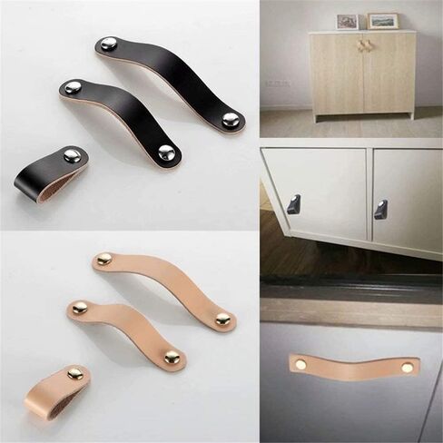 Leather Drawer Pulls,Cabinet Handle, 6pcs Handmade Leather Cabinet Drawer Handle, Dresser Drawer Door HandleKnob with Screw ( Color : Black B ( Color : Black , Size : Hole distance 96mm ) ( Color : Bl in Saudi Arabia