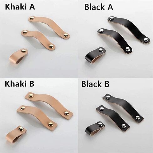Leather Drawer Pulls,Cabinet Handle, 6pcs Handmade Leather Cabinet Drawer Handle, Dresser Drawer Door HandleKnob with Screw ( Color : Black B ( Color : Black , Size : Hole distance 96mm ) ( Color : Bl in Saudi Arabia