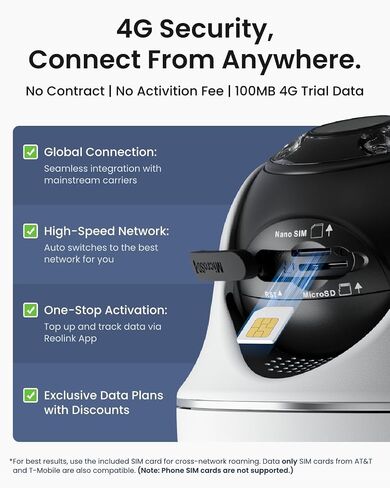 كاميرا أمان خلوية REOLINK 2K 5MP 4G LTE خارجية + بطاقة SD سعة 256 جيجابايت - 4 حزم، إمالة 360 درجة، بطاقة Sim متضمنة، تعمل بالطاقة الشمسية اللاسلكية، رؤية ليلية ملونة، اكتشاف الذكاء الاصطناعي الذكي، Go PT Plus + لوحة شمسية in Saudi Arabia