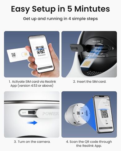 كاميرا أمان خلوية REOLINK 2K 5MP 4G LTE خارجية + بطاقة SD سعة 256 جيجابايت - 4 حزم، إمالة 360 درجة، بطاقة Sim متضمنة، تعمل بالطاقة الشمسية اللاسلكية، رؤية ليلية ملونة، اكتشاف الذكاء الاصطناعي الذكي، Go PT Plus + لوحة شمسية in Saudi Arabia