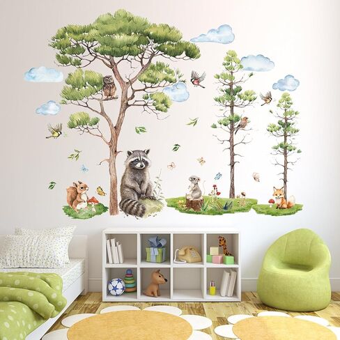 Dinosaur Wall Decals Dino Animals Wall Stickers Palm Tree Peel and Stick Wall Art Decals Dinosaur Room Decor for Boys Girls Toddler Room Decor Bedroom Playroom Nursery in Kuwait