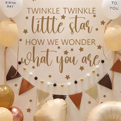 Twinkle Twinkle Little Star Gender Reveal Wall Decal Sign - Baby Shower Decal for Balloon Arch Sign Girl or Boy How We Wonder What You are Newborn Party Sticker Pregnancy Party Decorations in Saudi Arabia