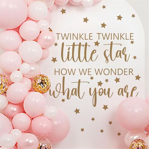 Twinkle Twinkle Little Star Gender Reveal Wall Decal Sign - Baby Shower Decal for Balloon Arch Sign Girl or Boy How We Wonder What You are Newborn Party Sticker Pregnancy Party Decorations in Saudi Arabia