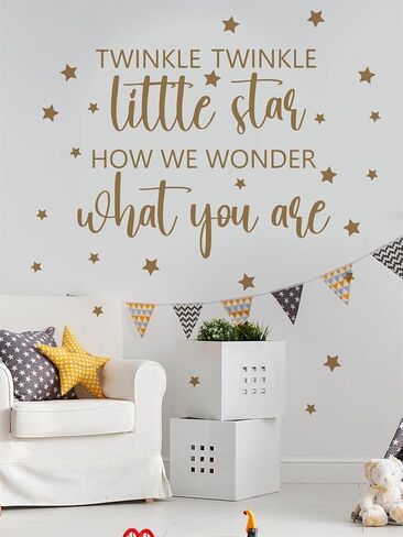 Twinkle Twinkle Little Star Gender Reveal Wall Decal Sign - Baby Shower Decal for Balloon Arch Sign Girl or Boy How We Wonder What You are Newborn Party Sticker Pregnancy Party Decorations in Saudi Arabia