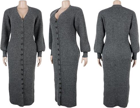 Tbahhir Womens Open Front Long Cardigan V Neck Button Down Oversized Duster Fall Trendy Chunky Knit Sweater Coat in Saudi Arabia