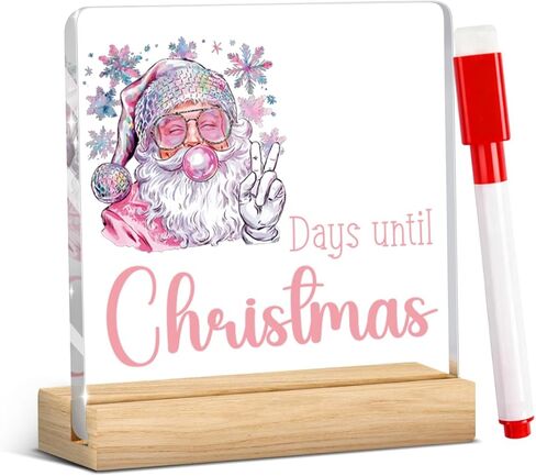 Funny Days Till Christmas Trees Countdown Sign Merry Christmas Sign Xmas Vacation Home Office Acrylic Decor for Desk Table Shelf 4 x 4 Inch in Kuwait