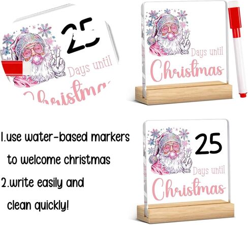 Funny Days Till Christmas Trees Countdown Sign Merry Christmas Sign Xmas Vacation Home Office Acrylic Decor for Desk Table Shelf 4 x 4 Inch in Kuwait