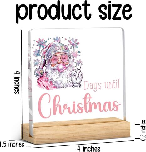 Funny Days Till Christmas Trees Countdown Sign Merry Christmas Sign Xmas Vacation Home Office Acrylic Decor for Desk Table Shelf 4 x 4 Inch in Kuwait