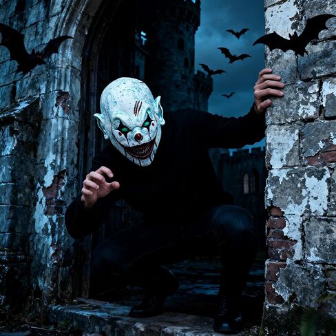 Scary Halloween Terrifier Clown Mask Creepy Killer Joker Half Face Mask Horror Art the Clown Mask with Hats in Saudi Arabia
