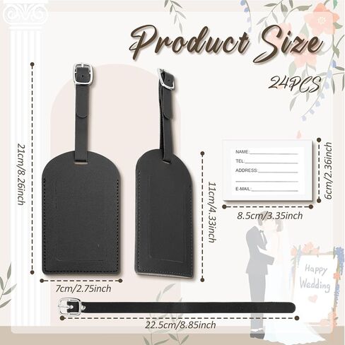 24 Pack Leather Luggage Tags Wedding Favors Bulk Luggage Tags Travel Tag Brown for Suitcase with Name Card Bulk for Guests Bridal Bachelorette Shower in Kuwait