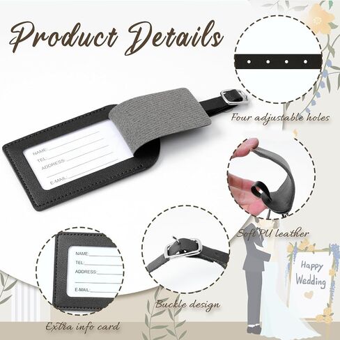 24 Pack Leather Luggage Tags Wedding Favors Bulk Luggage Tags Travel Tag Brown for Suitcase with Name Card Bulk for Guests Bridal Bachelorette Shower in Kuwait